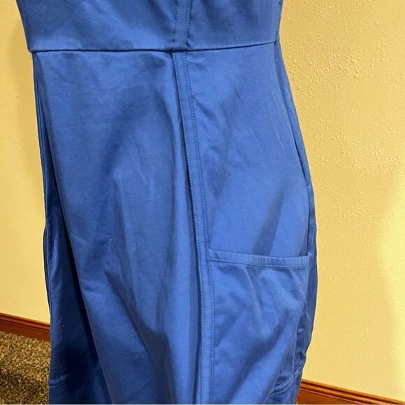 One shoulder navy fitted dress with pockets - Picture 8 of 13